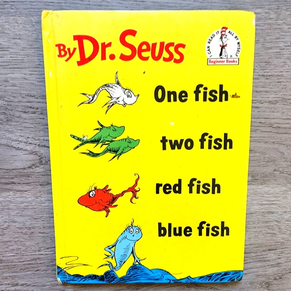 One Fish Two Fish Red Fish Blue Fish Vintage Dr. Seuss Children's Hardcover Book